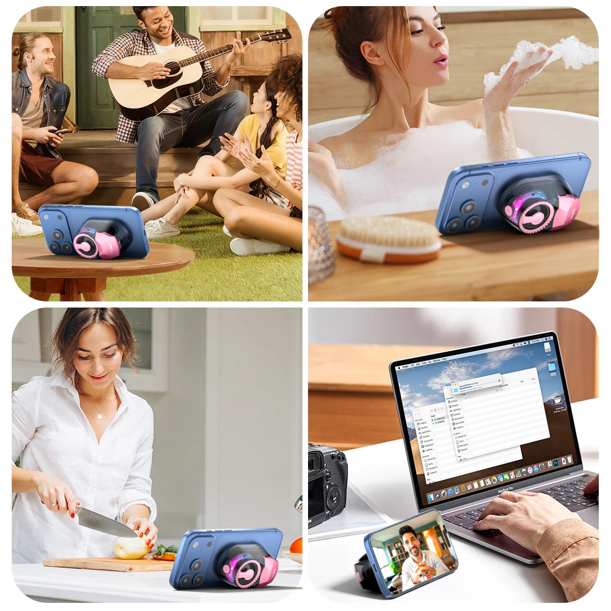 Magnetic 3-in-1 Bluetooth Speaker with Earbuds, Phone Stand,RGB Light, Portable Wireless Headset for iPhone/Android