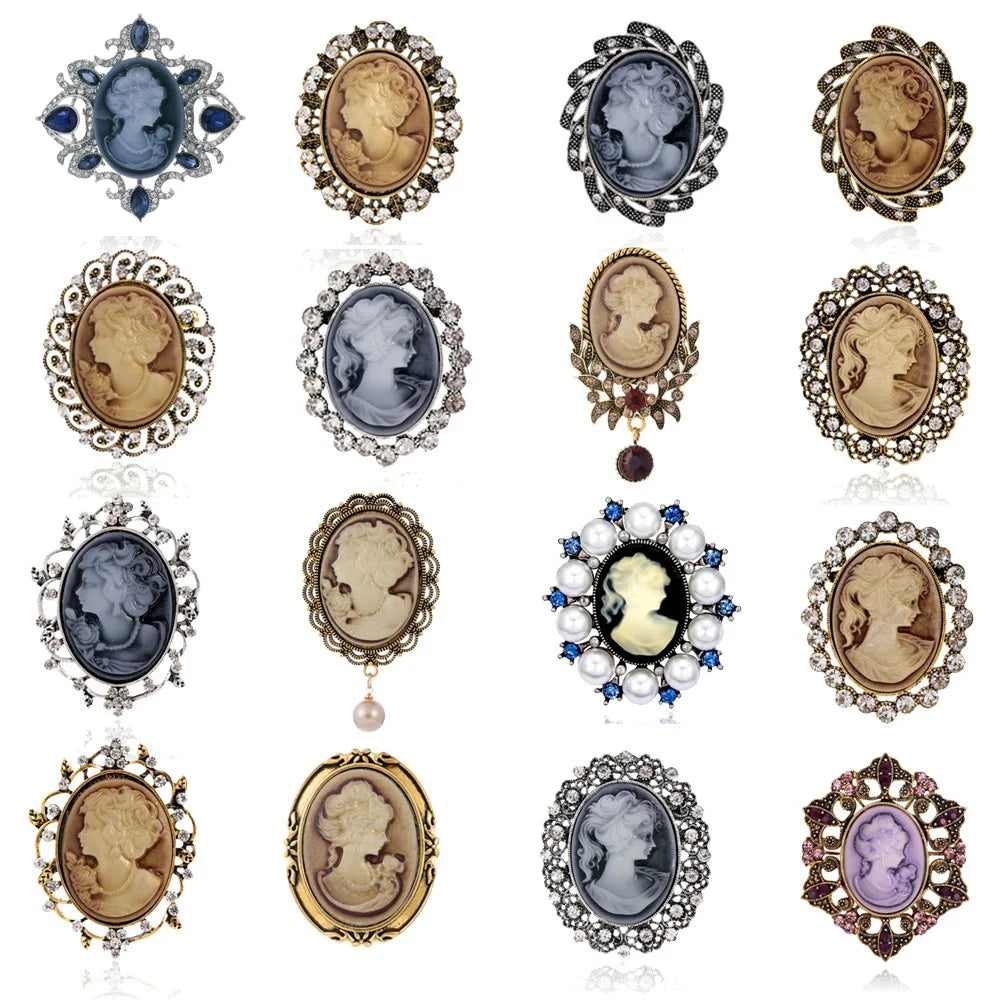 Vintage Victorian Design Queen's Cameo Brooch Pin, Antique Wedding Beauty Jewelry Gift, Elegant Style Image principale du produit