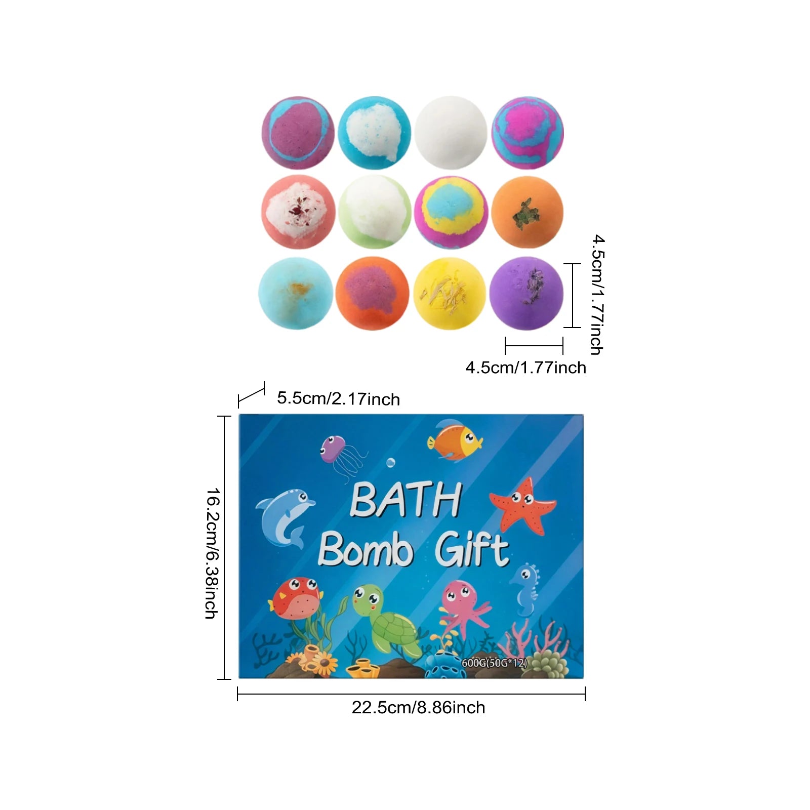 16pcs Bath Bombs Set For Kids Handmade Natural Mega Bubbles Surprise Funny Skin Friendly Bubble Bathing Kit Ocean Toys Gift