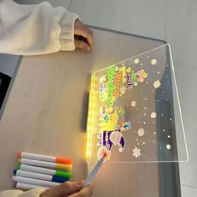LED Light-Up Acrylic Message Board Erasable USB Drawing Board Birthday Gift Bar Advertising for Creative Activities with Stand