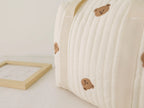 Cute Bear Baby Stroller Nappy Bag Korea Embroidery Cotton Mommy Bag Soft Maternity Shoulder Pack Portable Baby Diaper Organizer