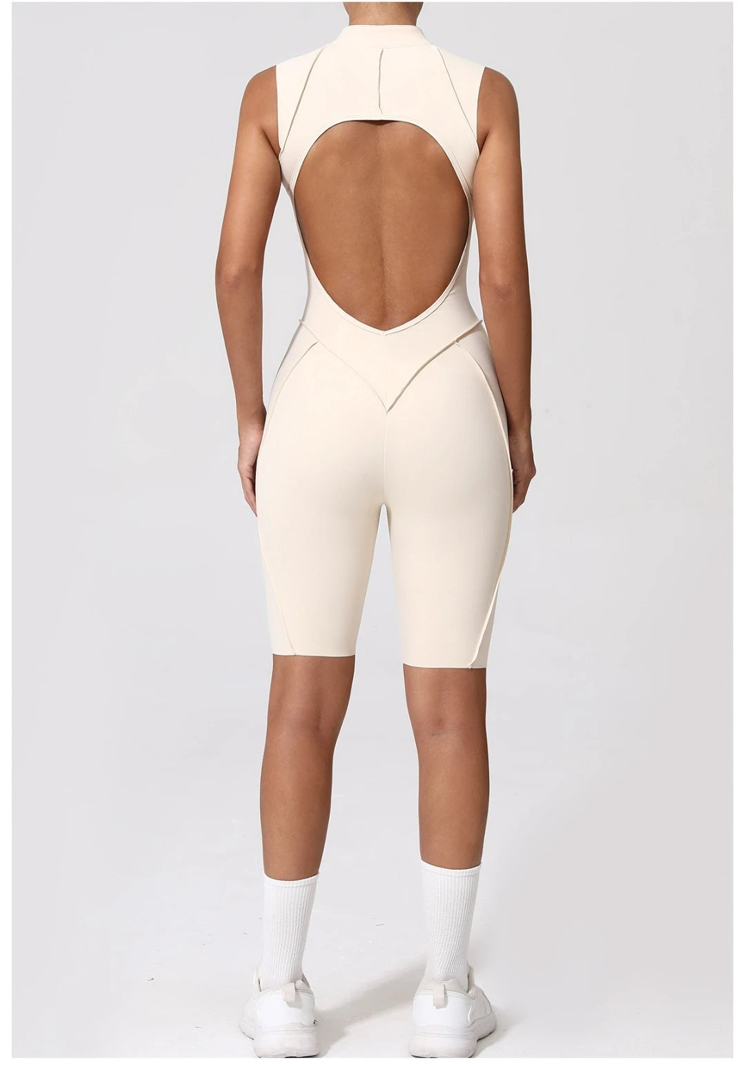 Women's Yoga Jumpsuit Hip Lift Sports Fitness Removable Padding Backless Zipper Leggings One-Piece Running Workout Gym Jumpsuit
