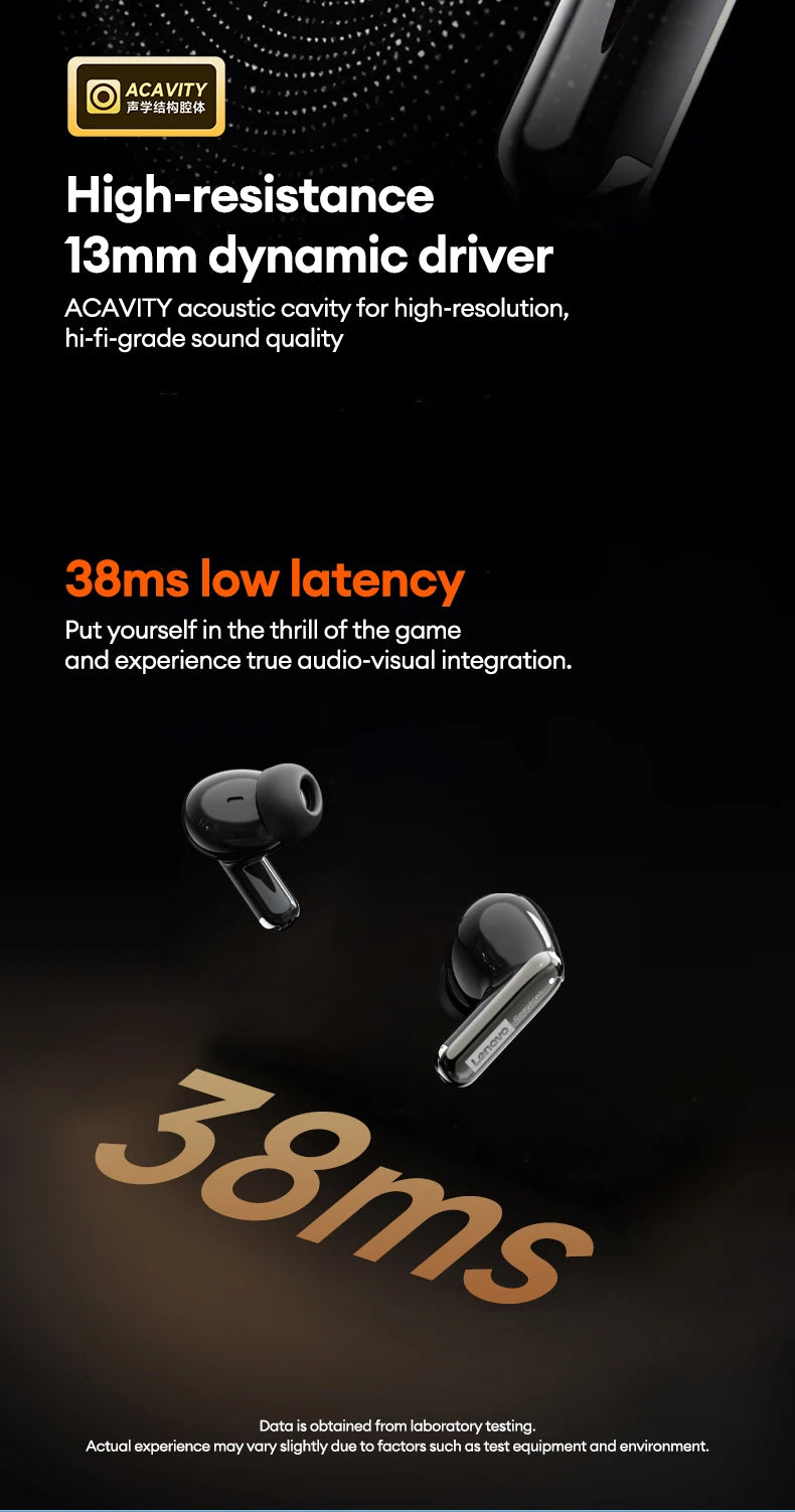 Choice Lenovo LE208 Wireless Leather Earphones Bluetooth 6.0 ENC Earphones Noise Reduction Headphone Low Latency Gaming Headset
