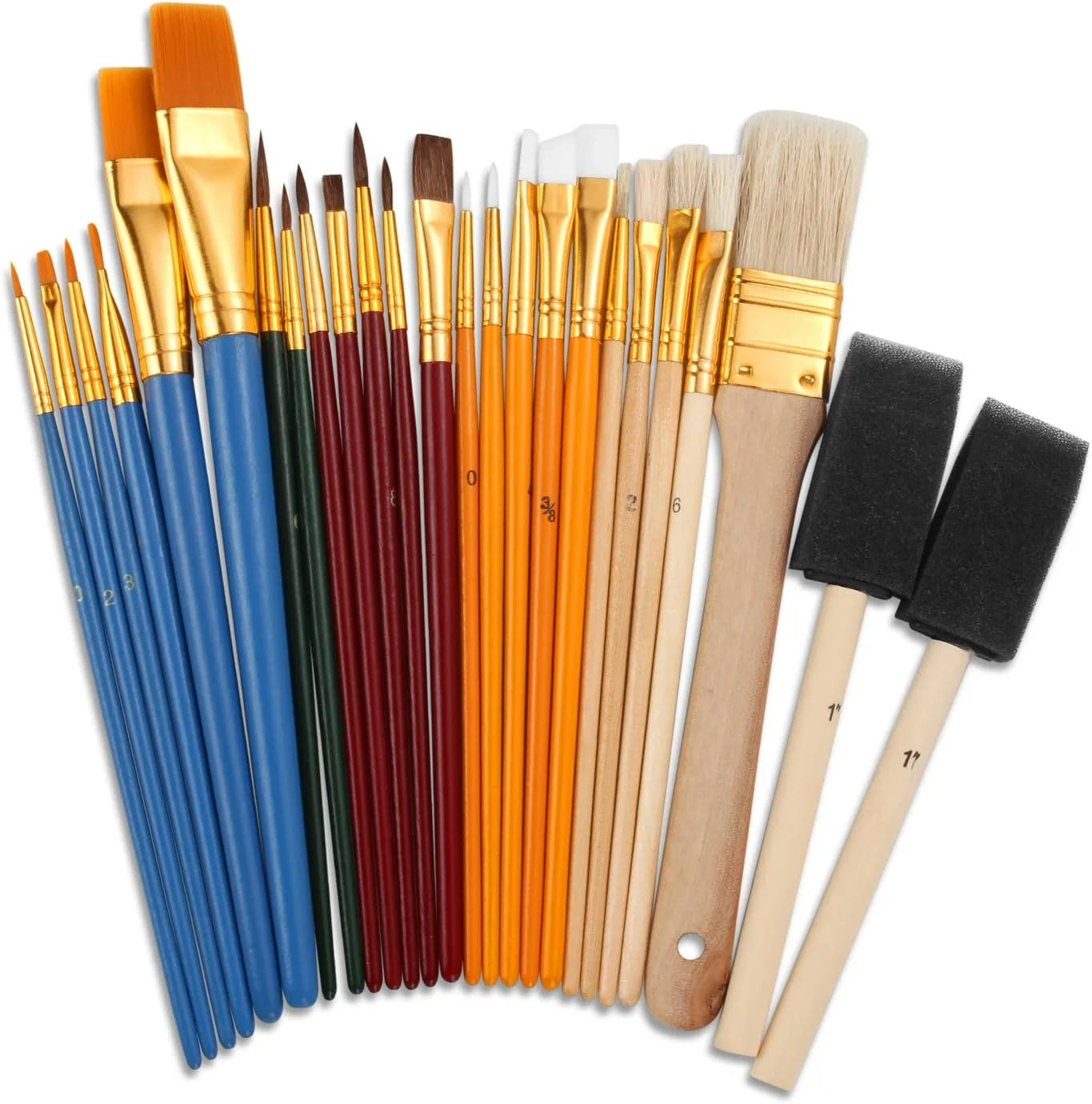 25 PCS All Purpose Paint Brush Set, Beginner, Paint, Craft, Multiple Mediums, Classroom - Assorted Paint Brushes Great Image principale du produit