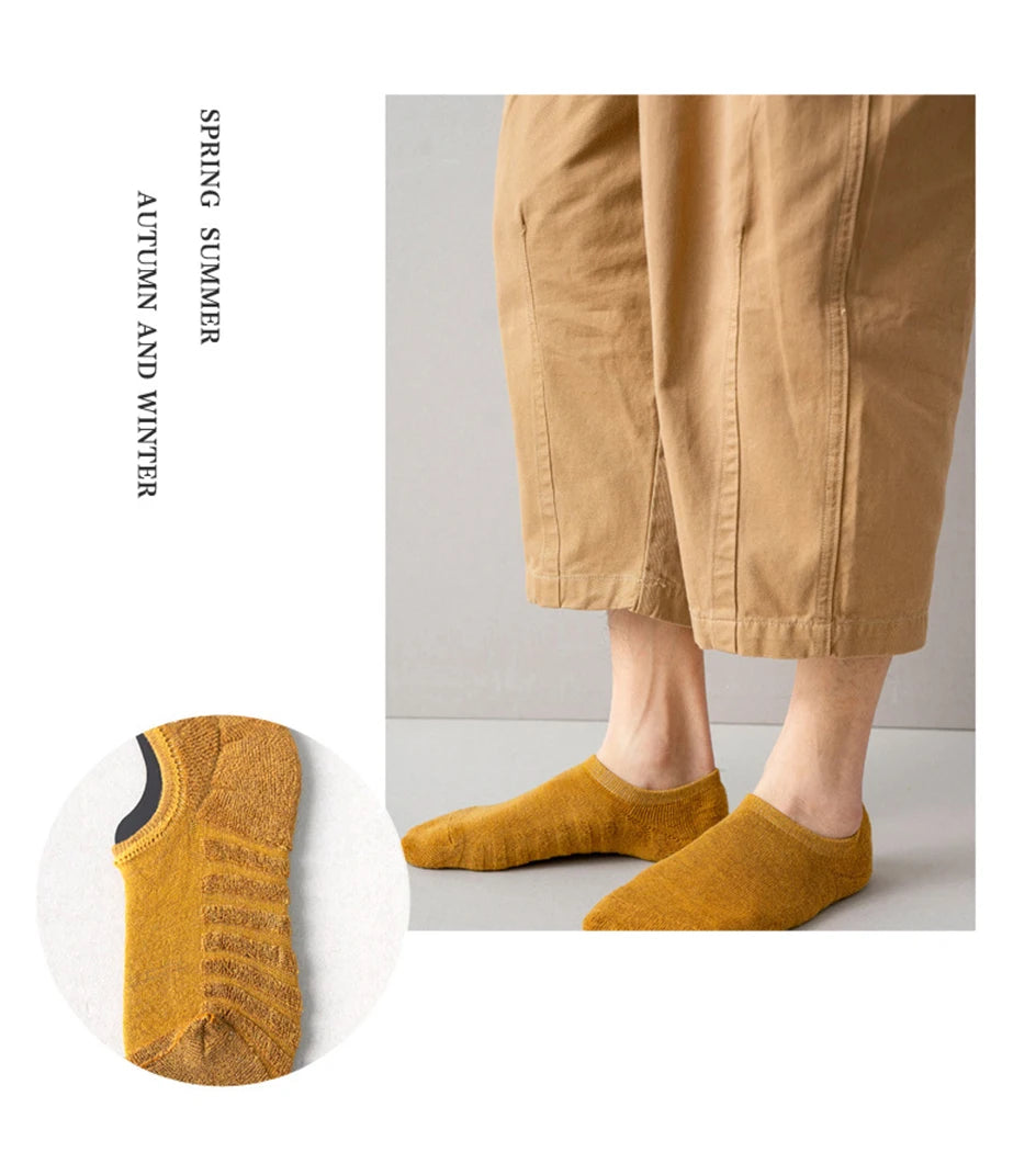 5 Pairs Men's Cotton Short Socks High Quality Crew Ankle Casual Soft Non-Slip Breathable Low-Cut Summer Autumn Socks for Men