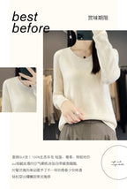 Women 100% Merino Wool Sweater V-Neck Basic Pullover Autumn Winter Cashmere Clothing Long Sleeve Soft Knitwear Tops Solid Color
