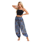 Women's Boho Wide Leg Harem Pants Adult High Waist Yoga Loose Lantern Pants Breathable Beach Trousers Vacation Printed Jagger
