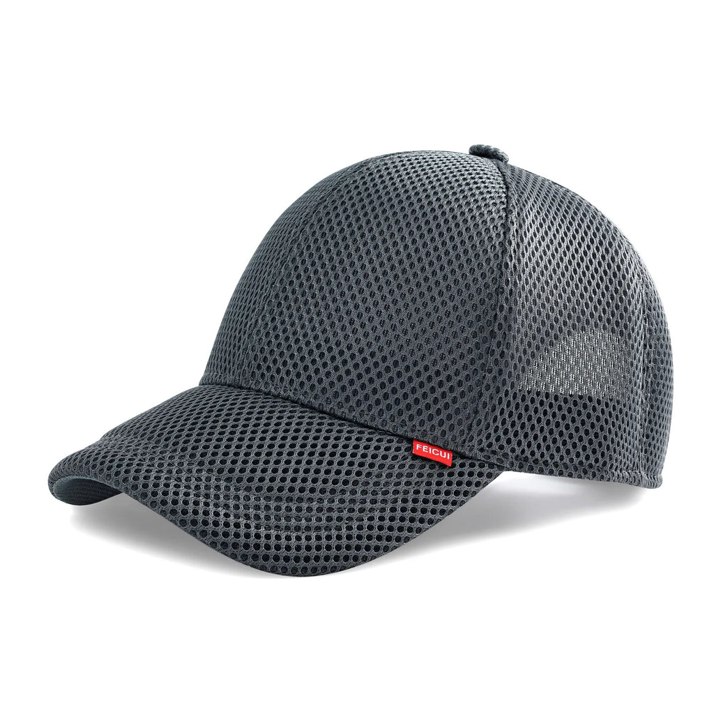 FEICUI Unisex Summer 6-Panel Baseball Cap Mesh Running Hats Pure Color Trucker Cap Breathable Outdoor Sports Quick Dry Hat