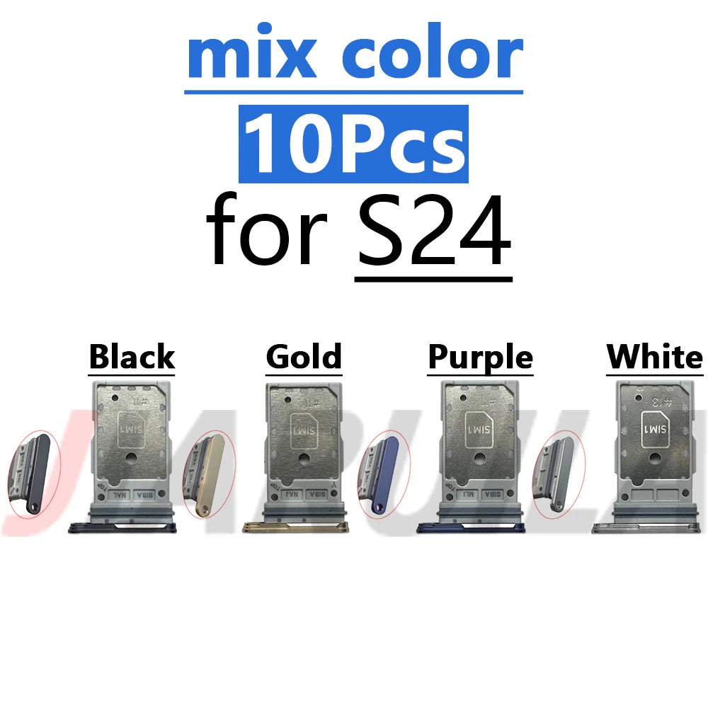 10Pcs mix color SIM SD Dual Card Phone Card Tray Holder Adapter For Samsung S23 S24 S25 Plus S23 Ultra Sim Card Drawer Slot Tray