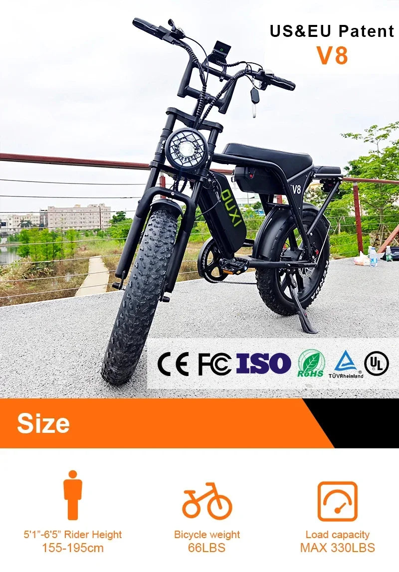 High-looking electric motorcycle, 750W motor, 48V 15AH battery, can be used for transportation and off-road electric bicycles