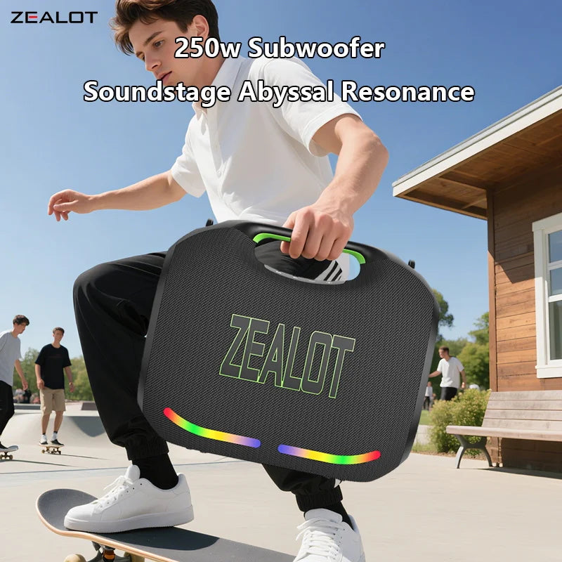 ZEALOT ZE21 250W Wireless Speaker, Outdoor Portable, 48000mAh Long Battery, With RGB Color Lights, Up To 18 Hours Of Play Time. Main image