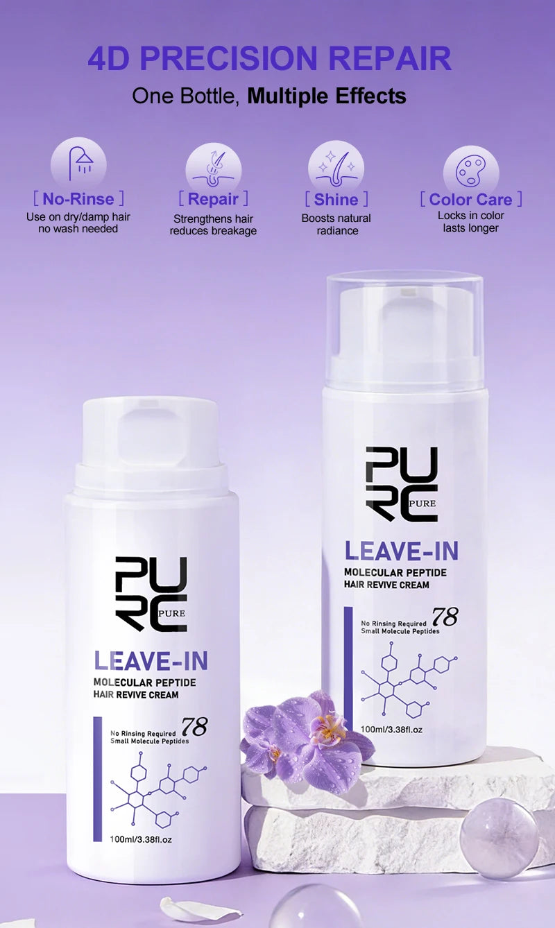 PURC Keratin Hair Treatment Leave-In Hair Mask Straightening Repair Damaged Frizz Smooth Shiny Hair Cream Hair Care Products