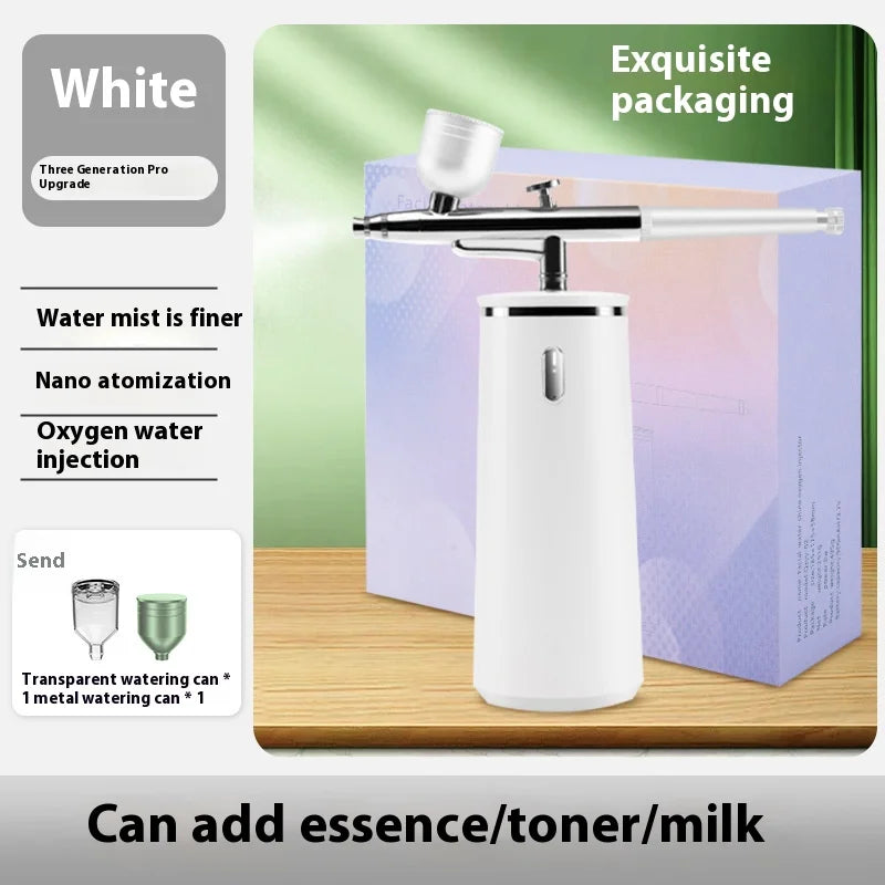 Nano Spray & Oxygen Infusion Facial Device - Hydrating & Brightening Machine for Home Spa, Portable High Pressure Skin Care Tool