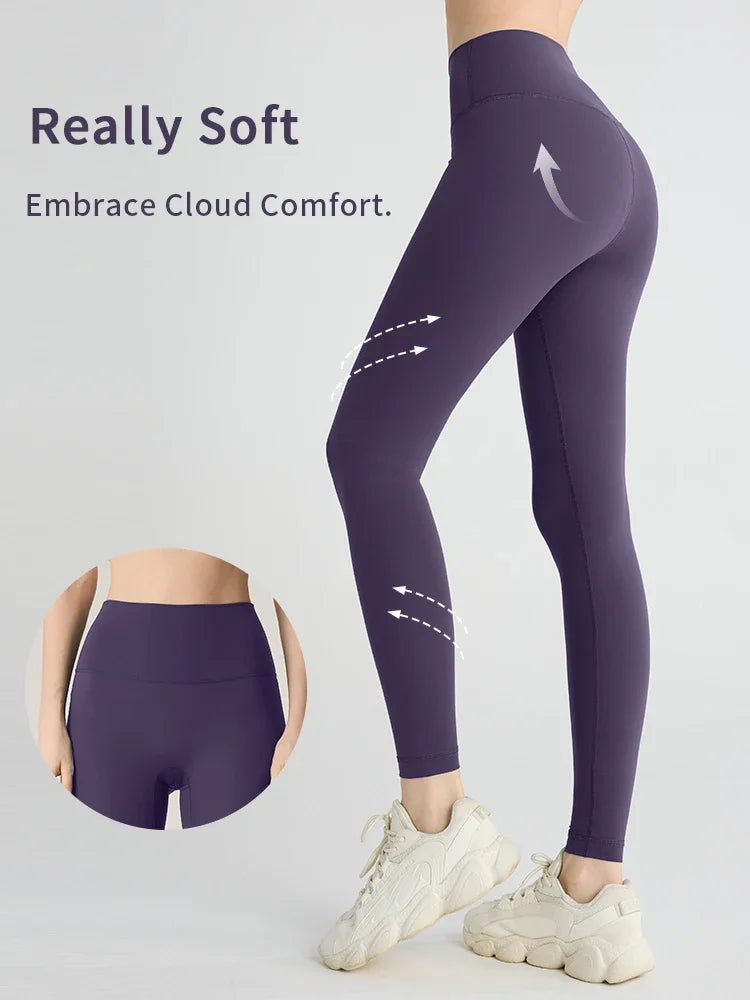 Naked feeling Yoga Leggings Women High Waisted Hip Lifting Fitness Leggings Running Cycling Pants Breathable Sports Leggings Main image
