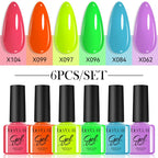 LILYCUTE 6PCS Gel Nail Polish Set Summer Neon Nail Gel Kits For DIY Nail Vernis Semi Permanent UV Lamp Gellak Nail Varnish Set