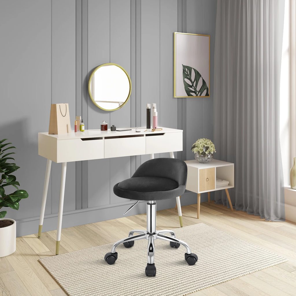 WOLTU Swivel Office Stool with Wheels Height Adjustable Computer Chair With Low Backrest Work  Roller Rocker Dressing Stool