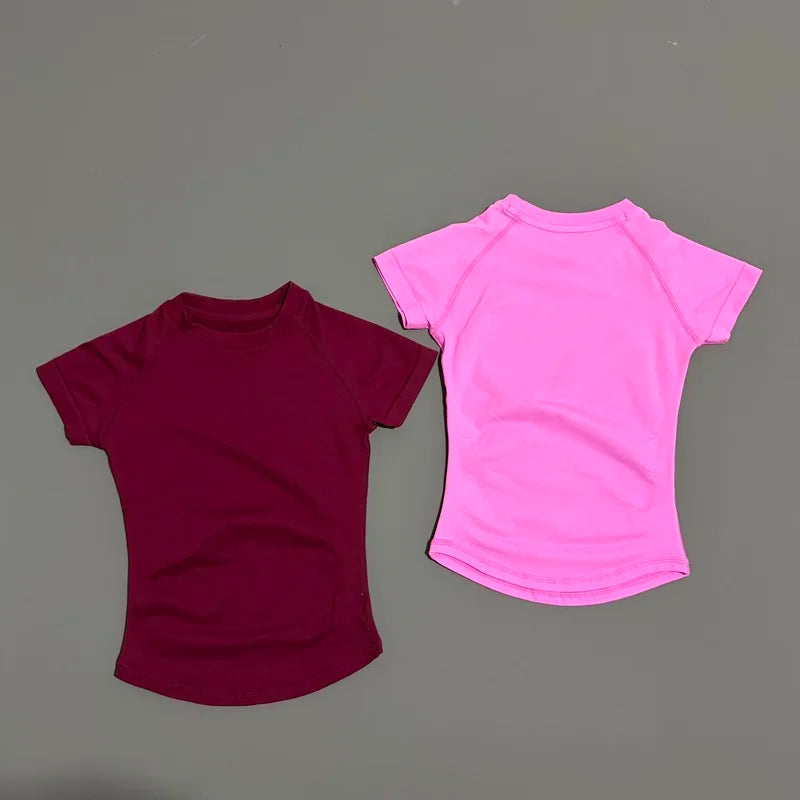 Sport Short Sleeve Top Women Running Sports T Shirt Summer Short Sleeve Round Neck Breathable Gym Vest Yoga Fitness Top