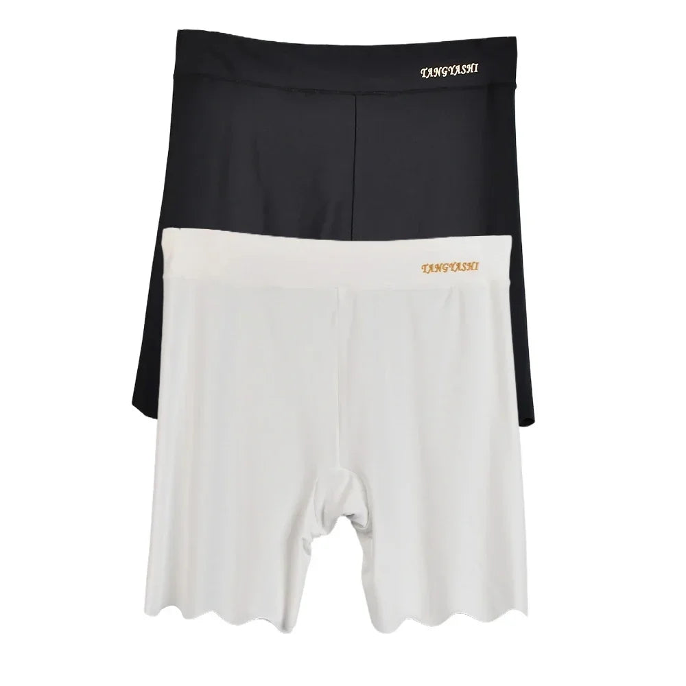 2pcs Seamless Safety Shorts Womens Ice Silk Summer Anti Rub Underwear Boxers Under Skirt Panty Big Size Short Leggings 40-100kg