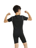 Youth Boys' Compression Sports Set Short Sleeve Athletic Shirts & Shorts Base Layer Set Sports Youth for Kids Football