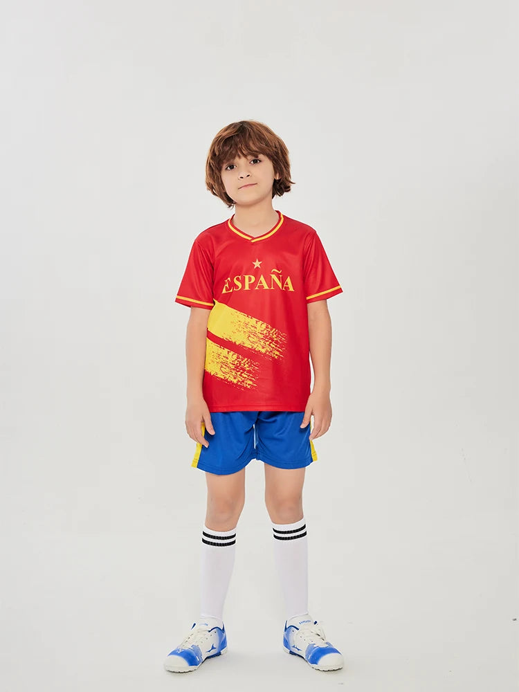 Yingruida Spain National Soccer Jersey Set for Kids Breathable Top Quality Football Uniforms Children Team Sportswear Image principale du produit