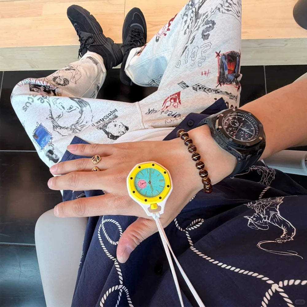 2026 New Men Women Octagonal Pocket Watch Necklace Multiple Color Options Leather Lanyard Casual Hanging Watch x boxs Image principale du produit