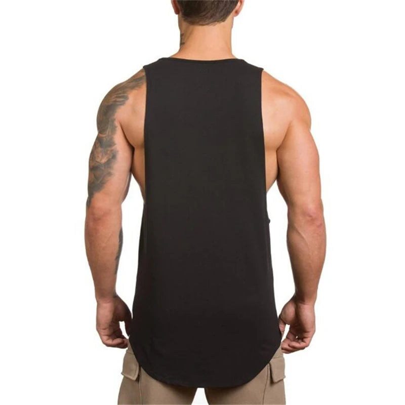 Brand Gym Sport Clothing Cotton Singlets Bodybuilding Stringer Tank Tops Mens Fitness Shirt Muscle Guys Sleeveless Running Vests