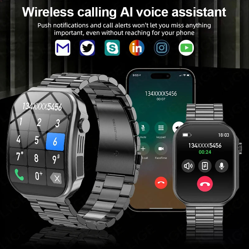 LIGE New 2.2-inch 3D Curved Screen Smart Watch With LED Light Thermometer Health Monitor Smartwatch BT Call Sports Fitness Watch Secondary image