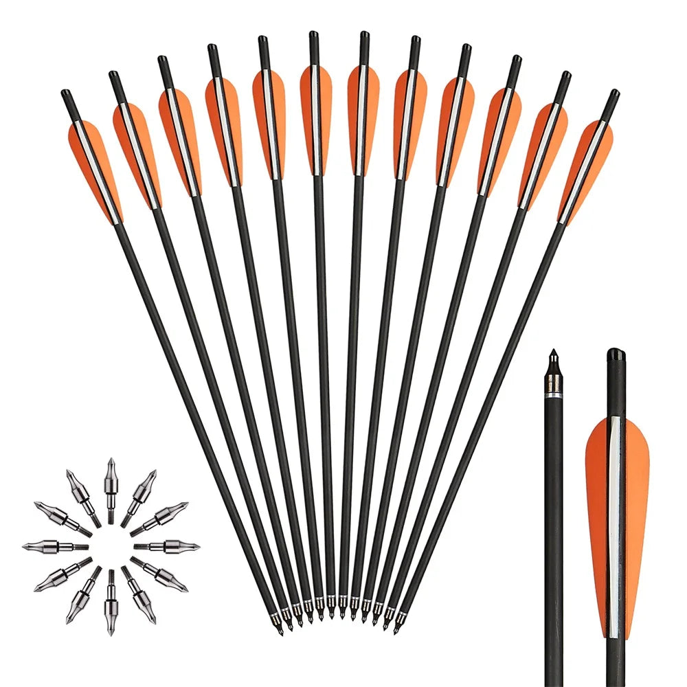 Carbon Crossbow Arrow with Replaced Arrowhead, Archery Bolts, Shooting Accessories, Hunting, ID8.8, OD7.6, 20"