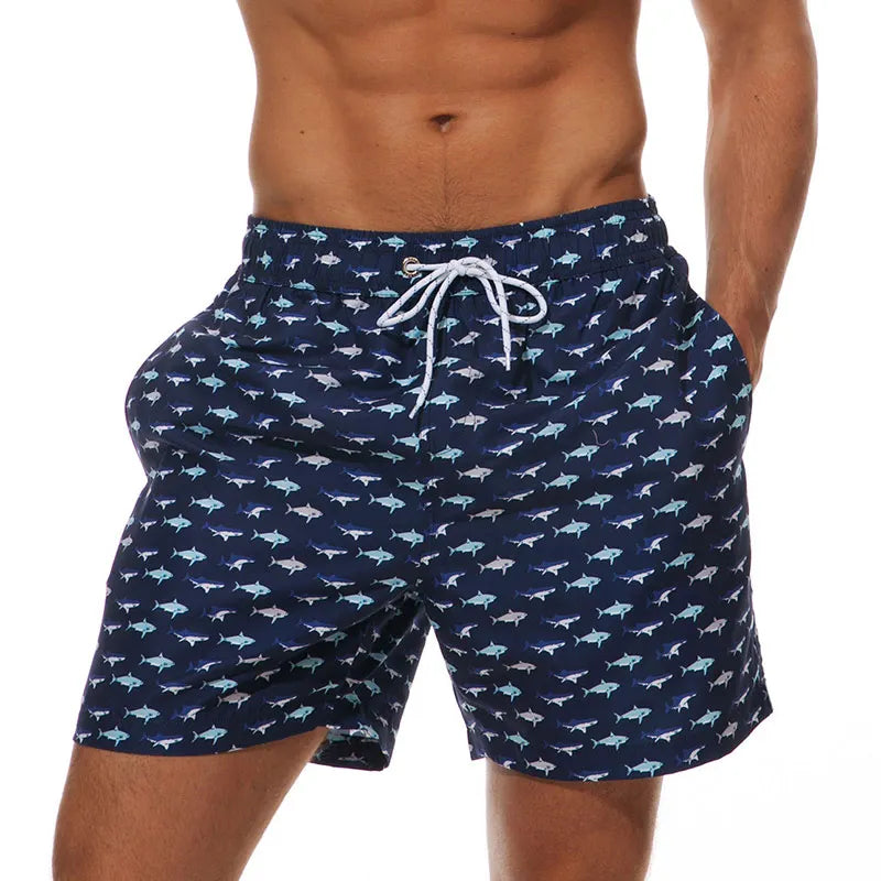 DATIFER Men's Sports Short Beachwear New Style Polyester Printing Fitness Beach Pants Surfing Swimming Trunks Bathing Swimwear