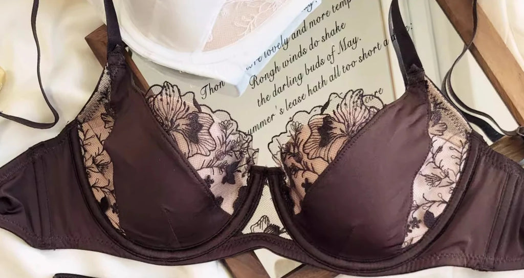 YUQI French Retro Lace Lingerie Set -Push Up Minimizer Bra with Soft Underwire for Large Bust,Sexy Bralette & Panty Set,Hot Sale