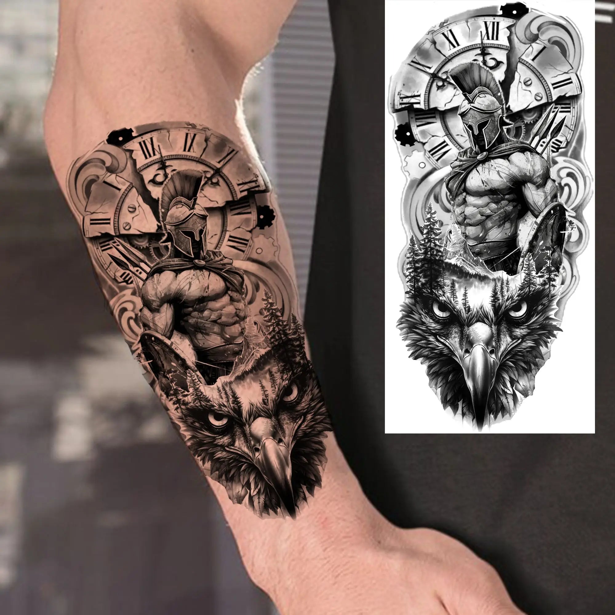 1 Sheet Waterproof Knight Warrior Gladiator Temporary Tattoos For Men Women Realistic Fake Tattoo Sticker  Forearm Tatoos Decals