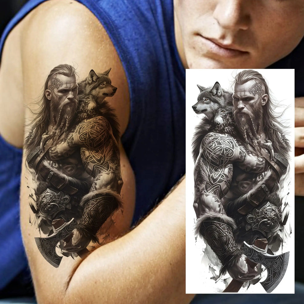 1 Sheet Waterproof Knight Warrior Gladiator Temporary Tattoos For Men Women Realistic Fake Tattoo Sticker  Forearm Tatoos Decals