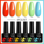 LILYCUTE 7ML 6PCS Neon Gel Nail Polish Set fluorescent Series Color Changing Semi Permanent Soak Off Manicure kit Nail Art Gel