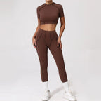 Seamless Yoga Sets Sports Fitness High Waist Hip-lifting Shapeing Trousers Backless Bra Suit Workout Gym Leggings Sets for Women
