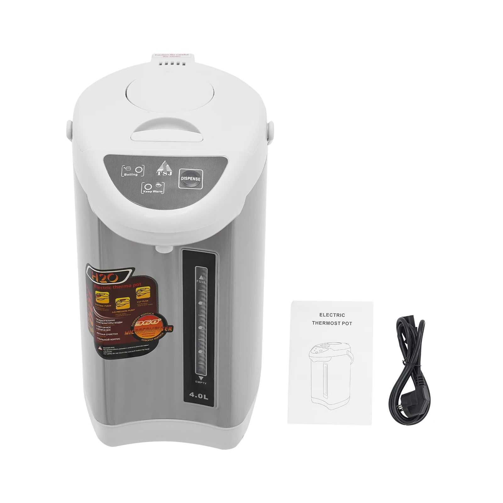 4L Electric Water Boiler & Warmer, 750W Stainless Steel Hot Water Dispenser with 3 Dispensing Modes, 90°C Keep-Warm