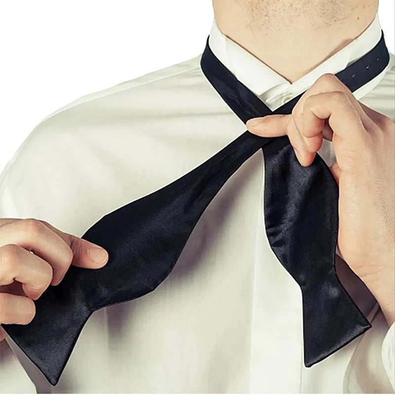 Mens Silk Satin Adjustable Bowties Self Bow Tie Solid Color Vintage Bowtie Men Classic Business Wedding Party Ties Bowknot Gift Image principale du produit
