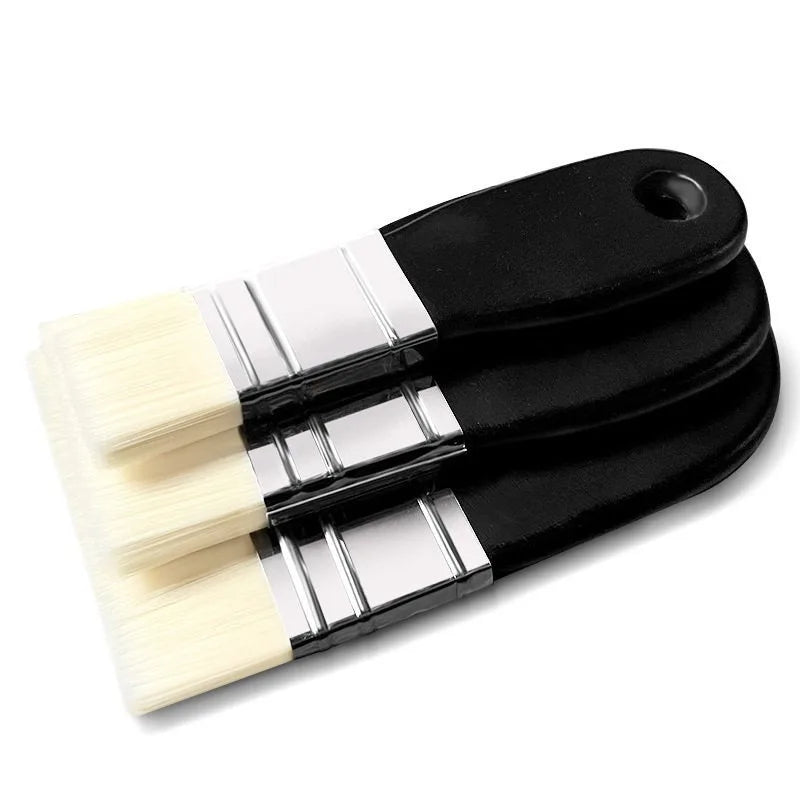 Oil Painting Nylon Pen Set Gouache Acrylic 3 Pcs Small/Medium/Large Sizes Flat Head Brush Wood Handle Painting Tools for Fine