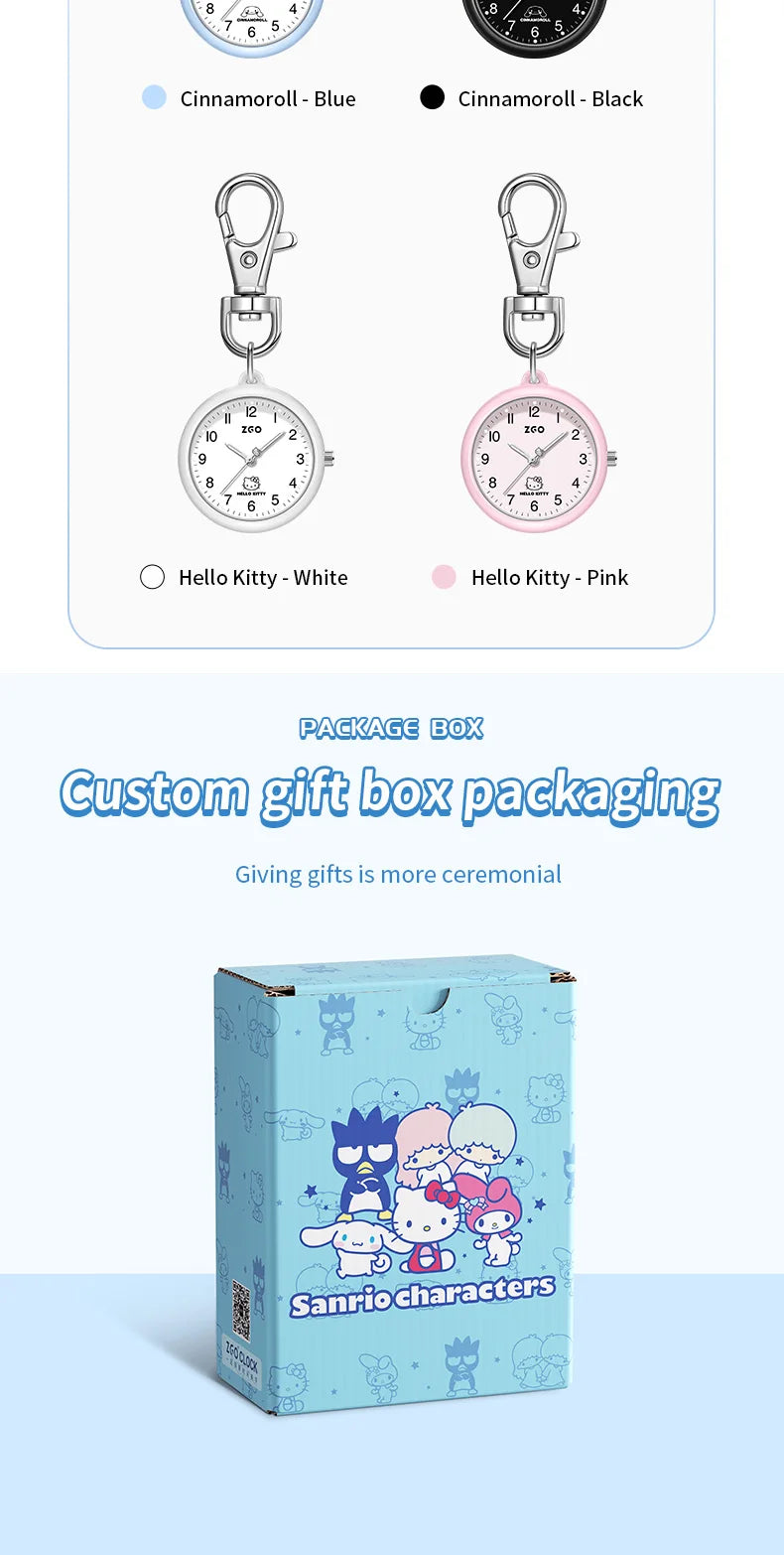 ZGO Sanrio Cinnamoroll Lady Pocket Watch, Simple Design Sense Pendant Watch, Waterproof, Quartz Watch, Gift 733