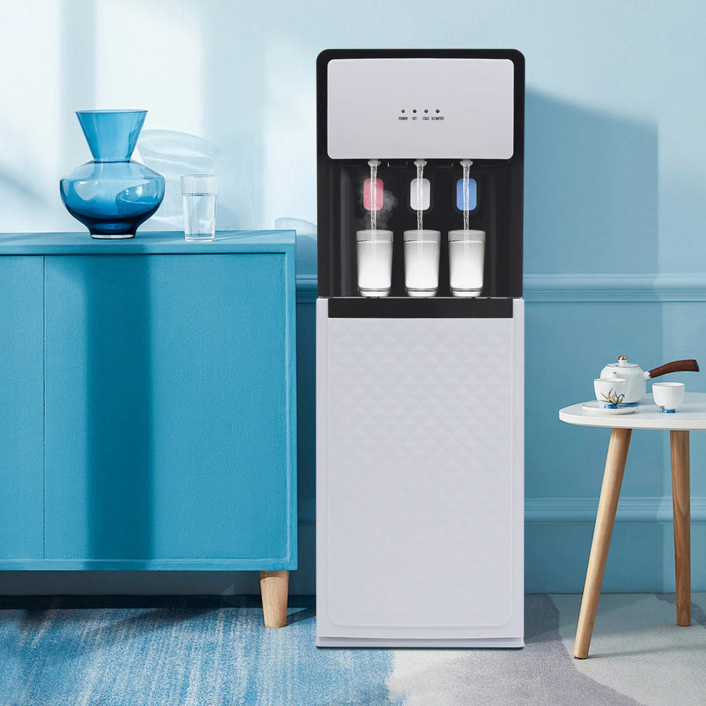 Modern White Bottom Loading Water Dispenser Hot/Cold Water Cooler Dispenser with Anti-Scalding Design for Offices Homes Gyms