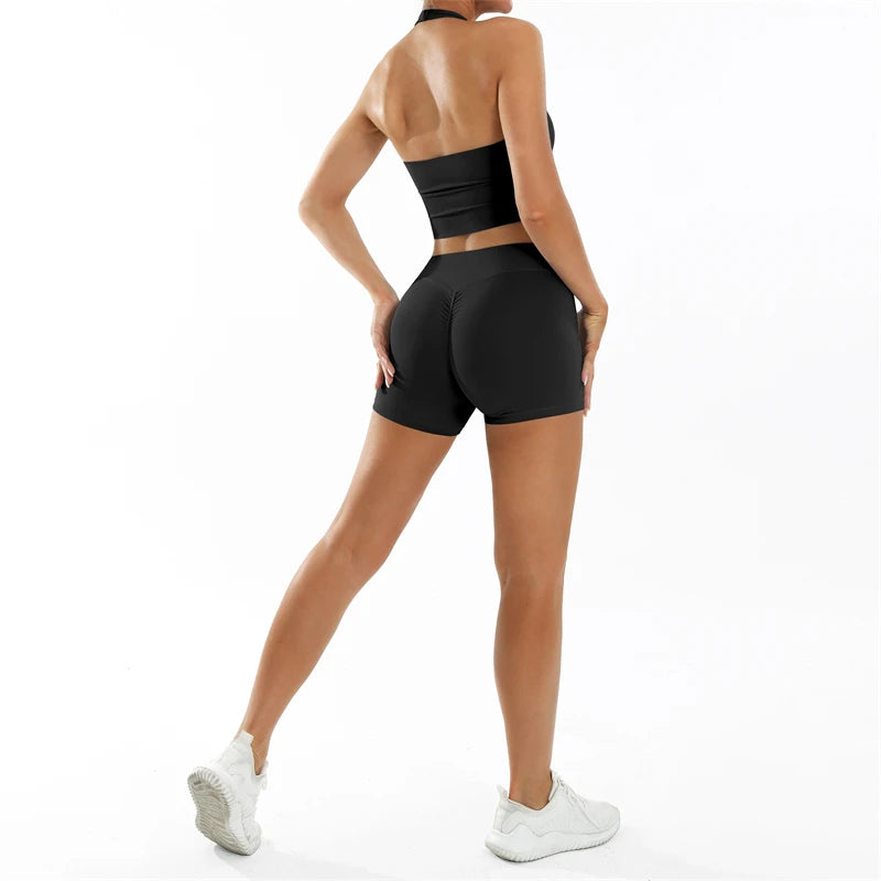 Scrunch Sports Suit Women's Yoga Set Gym Wear Sexy Sports Bras and Flared Leggings Sets Fitness Outfits Female Workout Clothes
