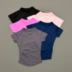 Sport Short Sleeve Top Women Running Sports T Shirt Summer Short Sleeve Round Neck Breathable Gym Vest Yoga Fitness Top
