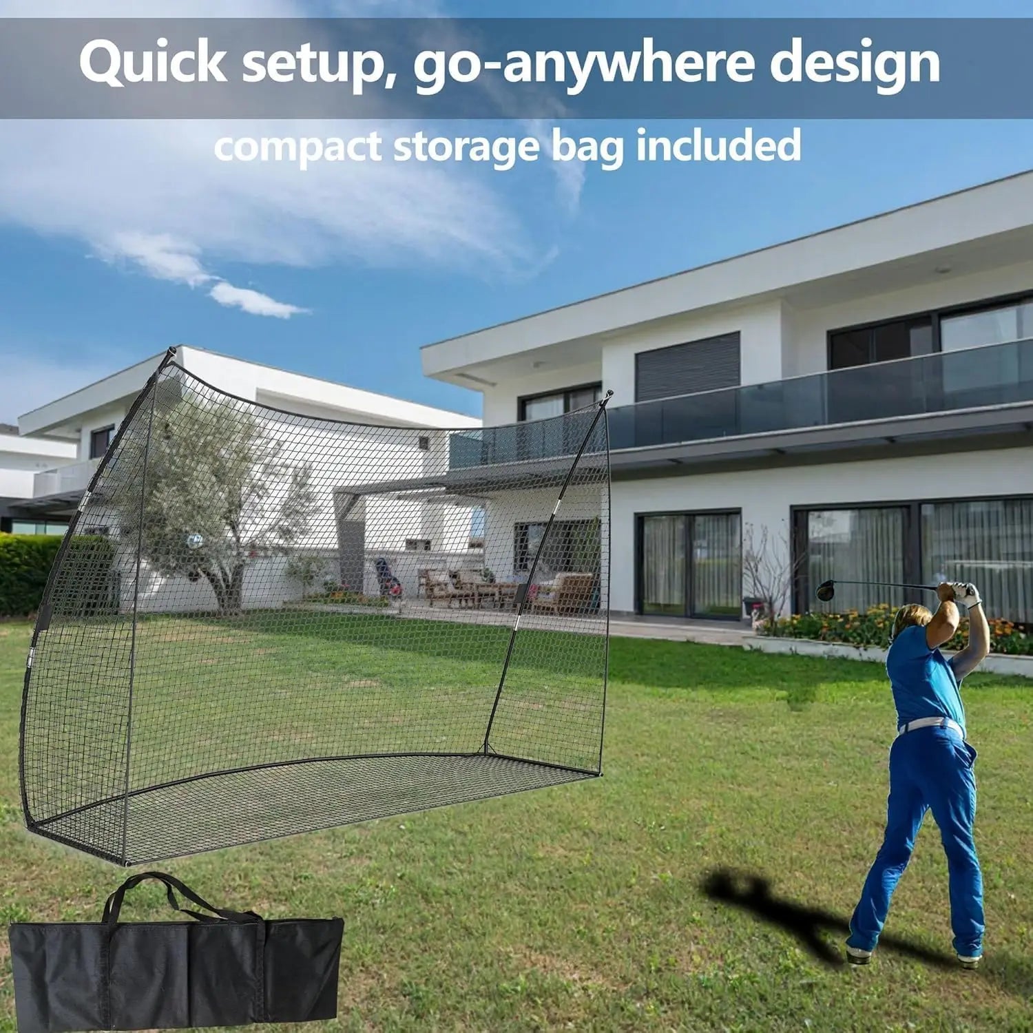 10x7x3ft Basics Golf Practice Net with Carry Bag Portable Golf Nets Personal Driving Range for Swing Chipping Backyard Outdoor