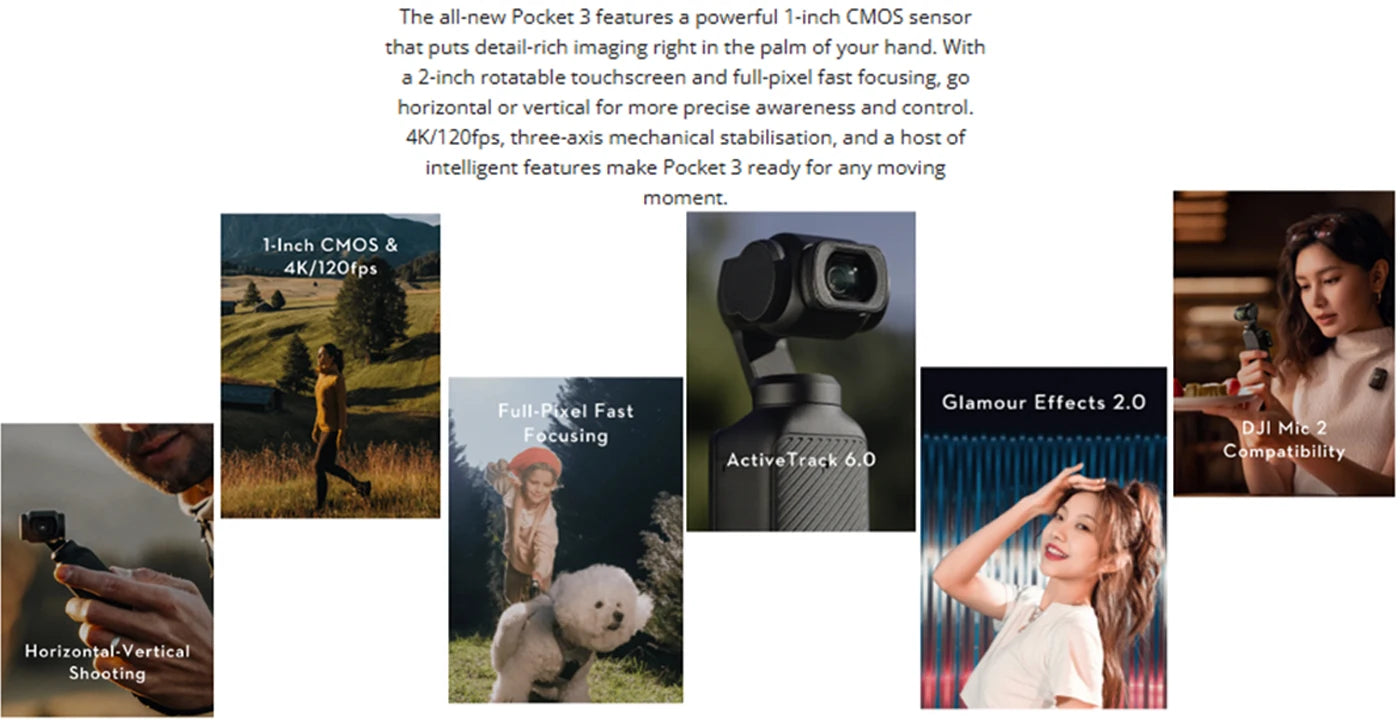 DJI Osmo Pocket 3 Creators Combo Handheld Gimbals Original Brand Active Track 6.0 4K/120 FPS 3-Axis Gimbal Mechanical Stabilization