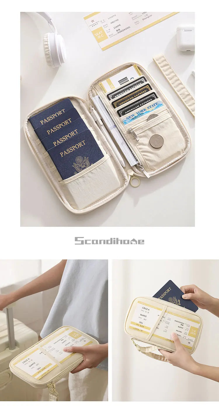 RFID Blocking Passport Holder Travel Wallet Durable Anti-Theft Card Slots Protective Case Flights Travel Organizer for Women Men