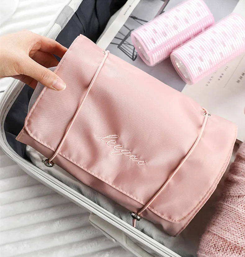 4 in 1 Cosmetic Bag For Women Zipper Mesh Separable Cosmetics Pouch Ladies Foldable Nylon Bag Rope Makeup Bag Kosmetyczka