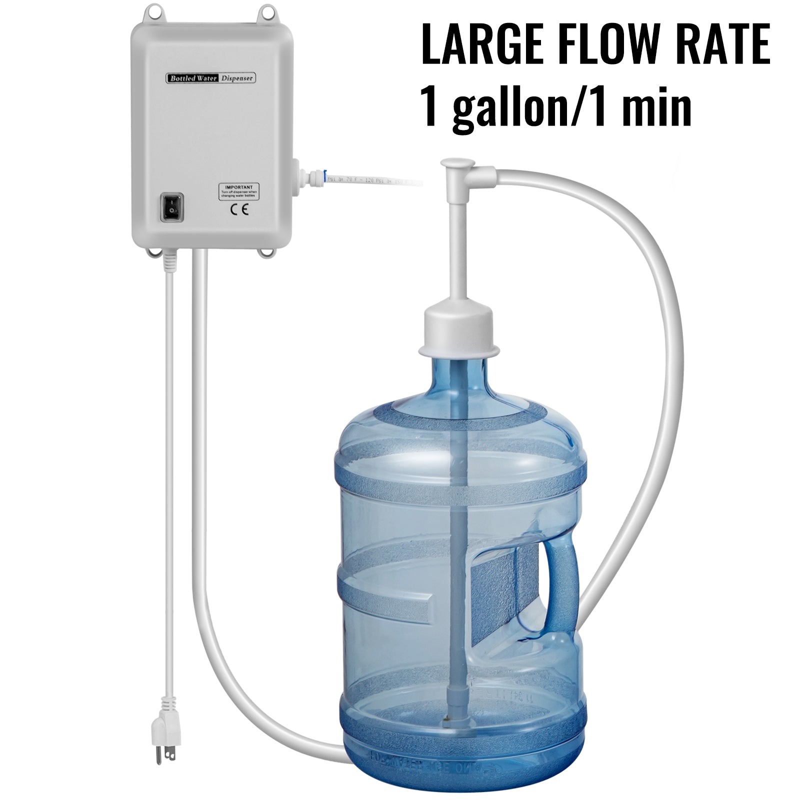 SucceBuy Bottled Water Dispensing Pump w/PE Pipe 1 Gal/MIN 40 PSI for Coffee Tea Machine Water Dispenser Refrigerator Ice Maker