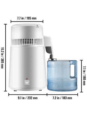 SucceBuy 4L Water Distiller Purifier Filter Dispenser Heating Drinking Bottle Softener 304 Stainless Steel Home Appliance