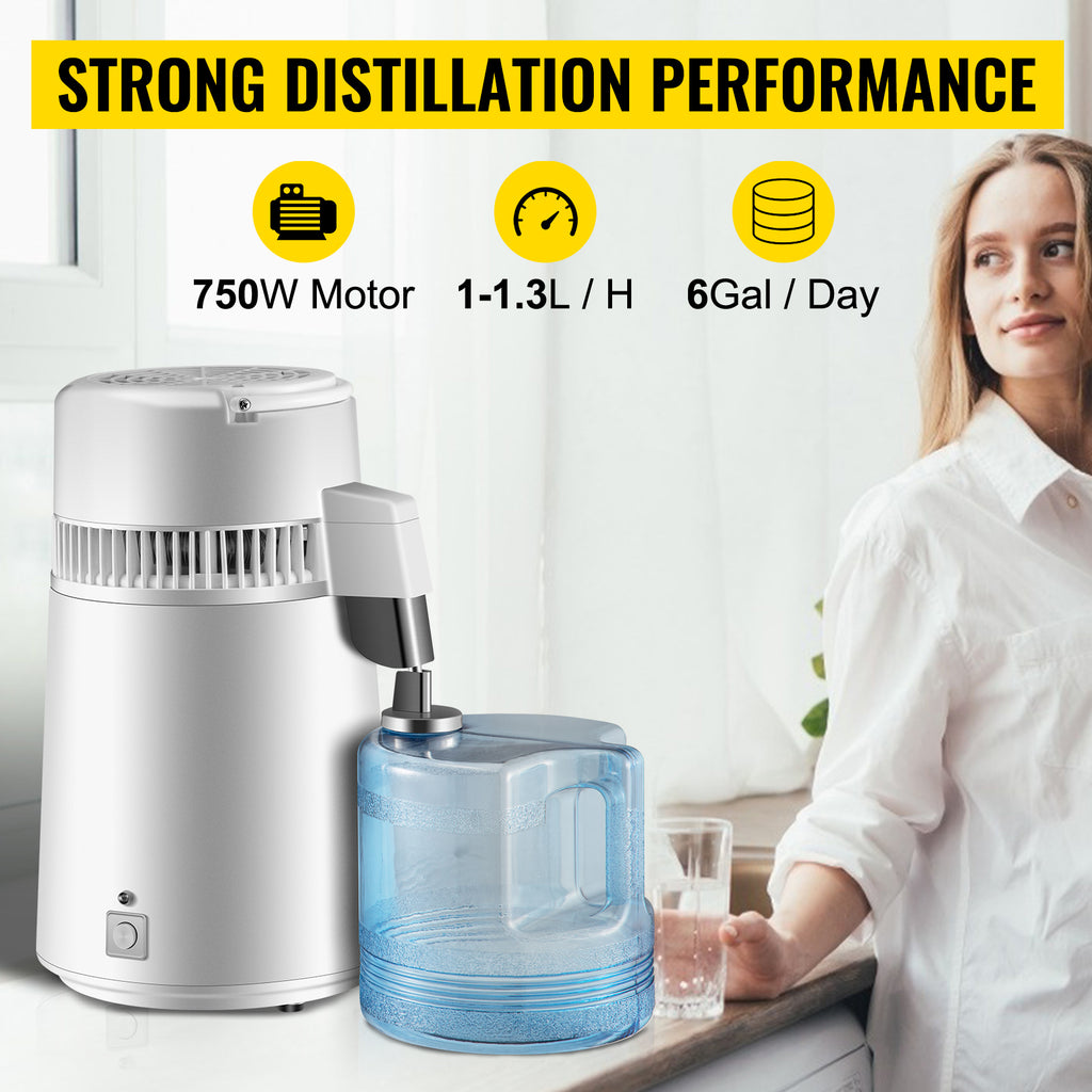 SucceBuy 4L Water Distiller Purifier Filter Dispenser Heating Drinking Bottle Softener 304 Stainless Steel Home Appliance