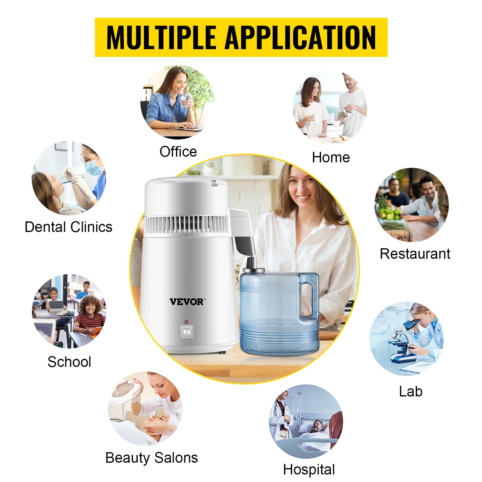 SucceBuy 4L Water Distiller Purifier Filter Dispenser Heating Drinking Bottle Softener 304 Stainless Steel Home Appliance
